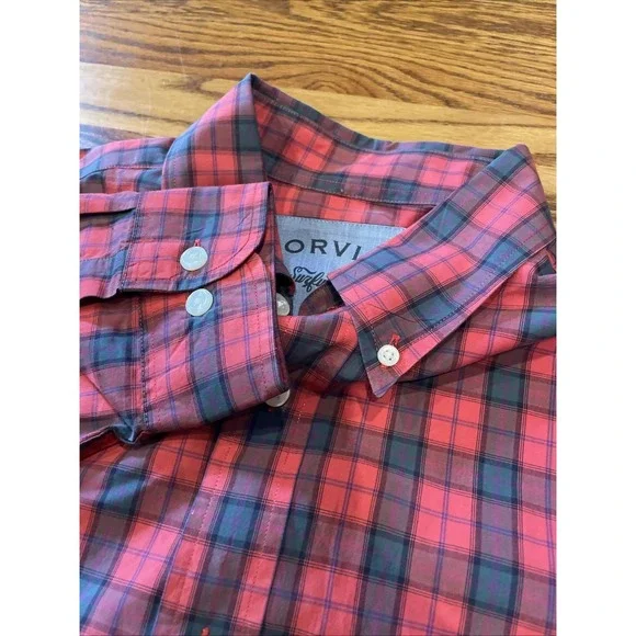 Orvis Men's Surfwashed Button Up Shirt Red Plaid 100% Cotton Size Large - Picture 1 of 8
